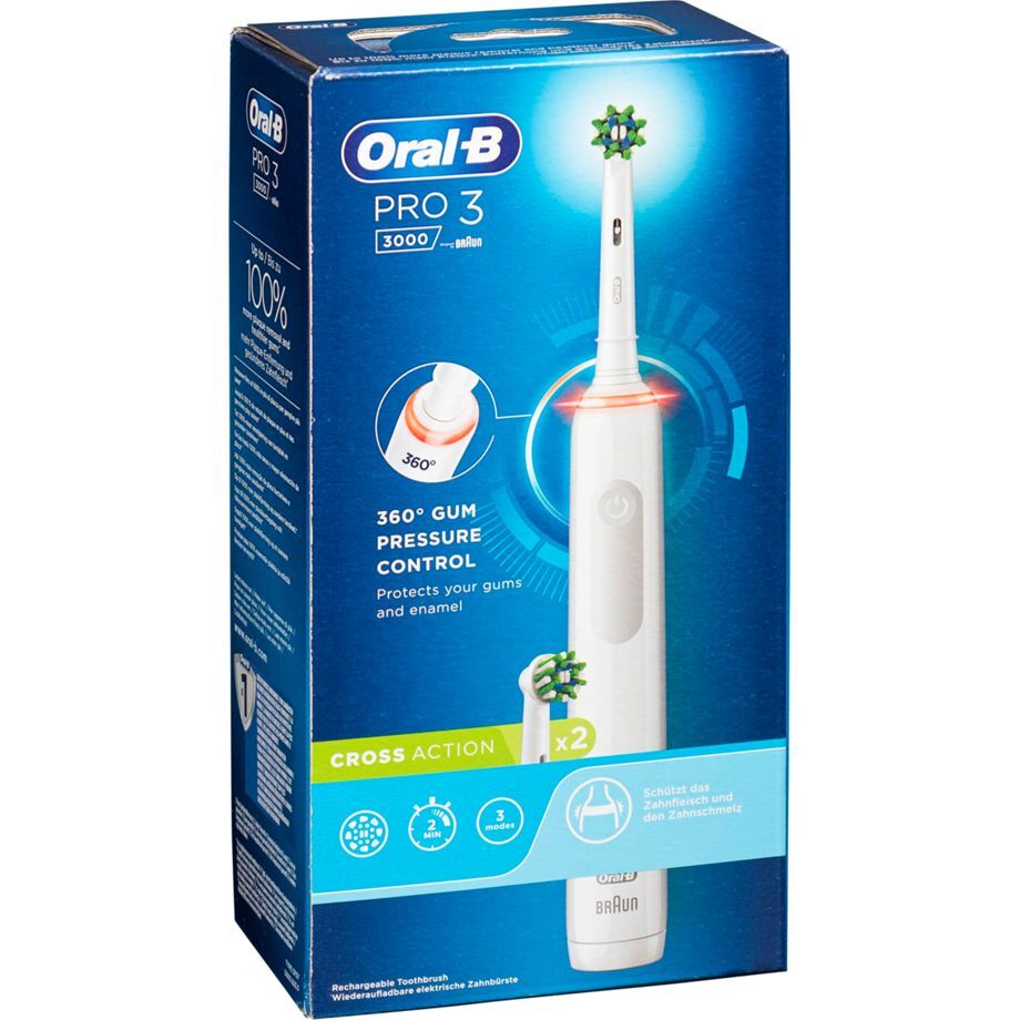 Oral-B PRO 3 3000 CrossAction Elektrisk Tandbørste – Hvid