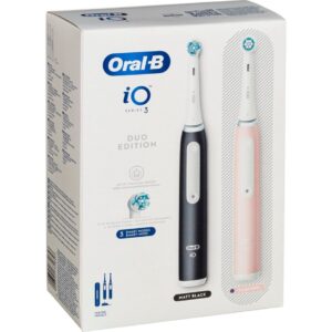 Oral-B iO Series 3 Elektrisk Tandbørstesæt – Matt Black / Blush Pink med 2 Håndstykker